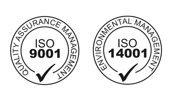 El certificado de ISO 9001 e ISO 14001.