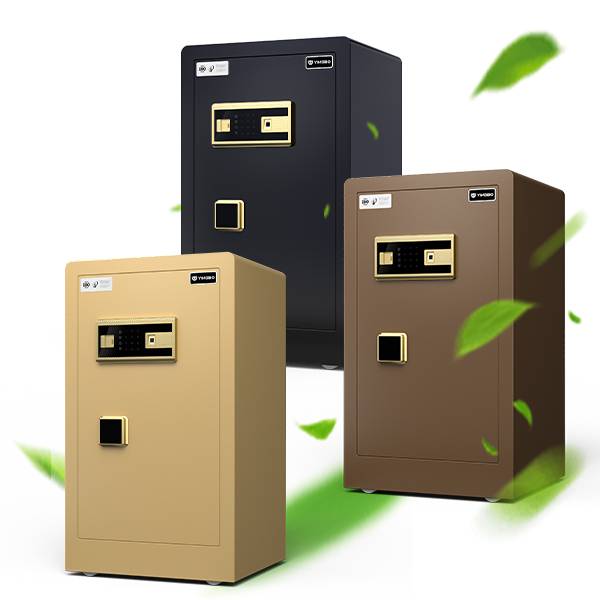 Side view of gold, coffee gold and black YB/RS safes in closed state